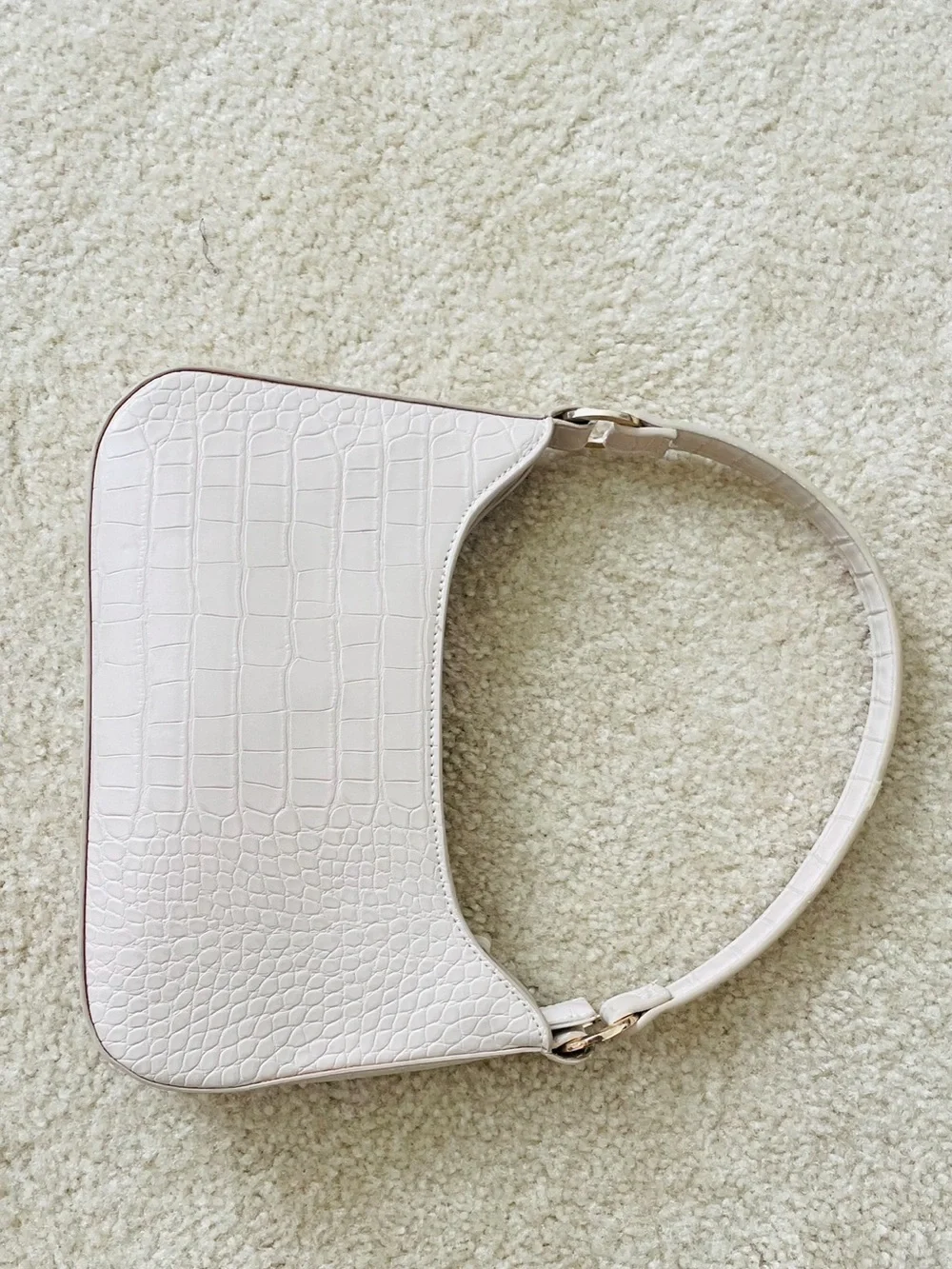 Mango Croc-Embossed Shoulder Bag in Light Pink